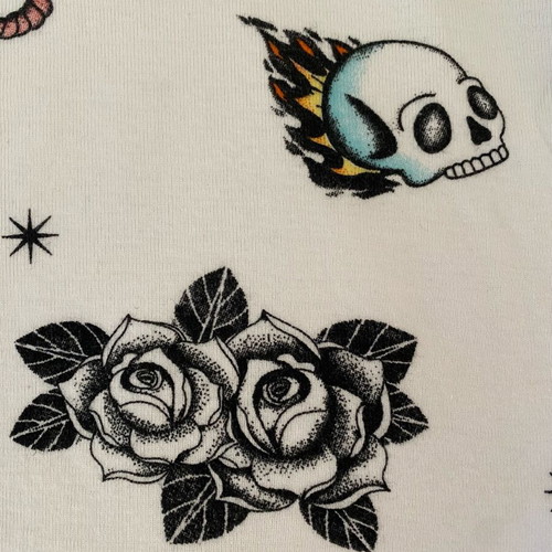 Bershka tattoo art slim short-sleeve shirt like new, large, white