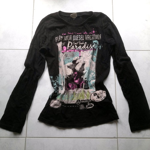 Diesel Y2K original women's long-sleeved top like new, black multicolor