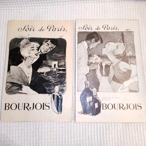Bourjois perfume advertisements used, lot of 3 vintage