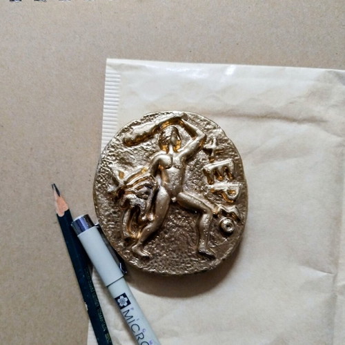 Handmade decorative paperweight "ΧΕΡΣΟ" with mythological Heracles theme