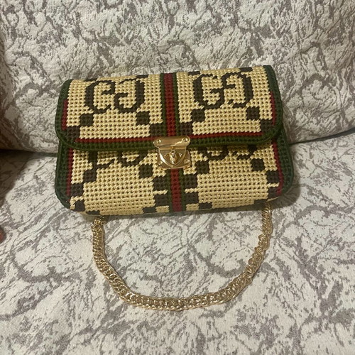 Women's embroidered canvas shoulder bag new, multicolor 23x14cm