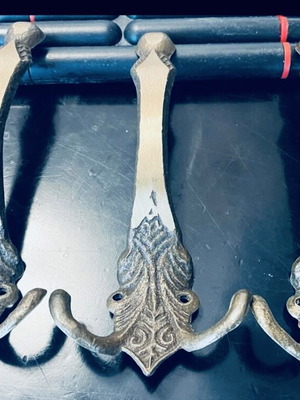 Brass vintage double wall hooks set of three, new