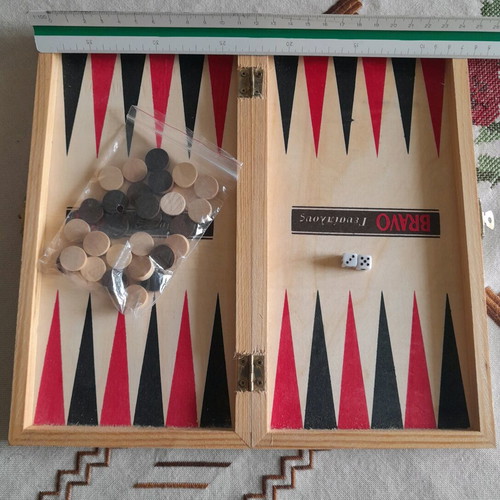 Mini Bravo wooden backgammon new