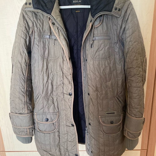 Replay jacket khaki open with hood like new