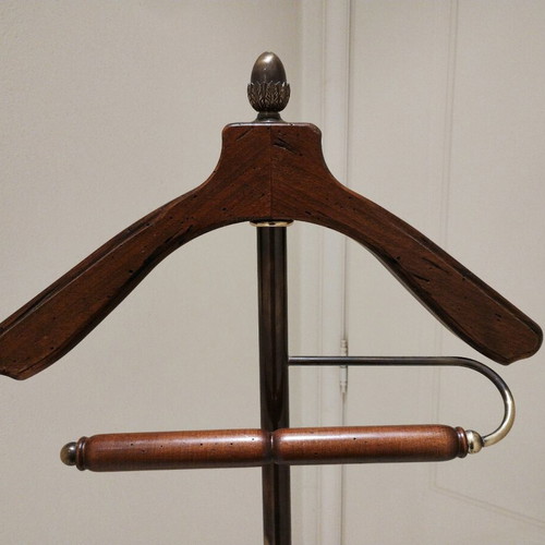 Capanni floor coat rack new with aged wood and brass