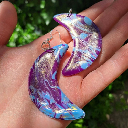 Handmade moon earrings new, hypoallergenic, recycled materials