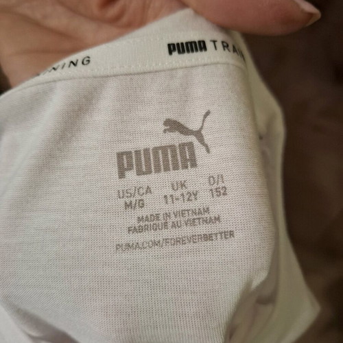 PUMA girls' white shirt with pink letters, like new