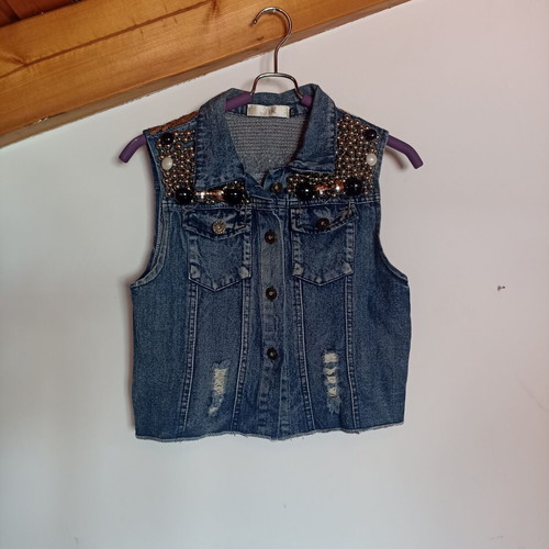Vest with beads and sequins like new, blue