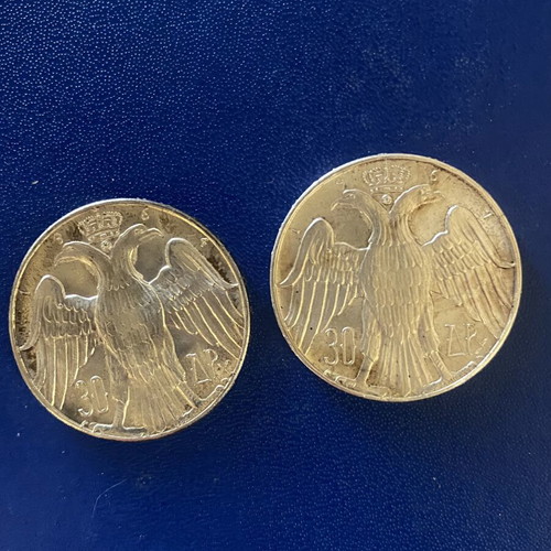 Two 30 Drachma Silver Coins 1964, Royal Wedding Constantine & Anna-Maria