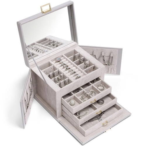 Vlando Jewelry Box new with mirror, 4 levels, velvet lining