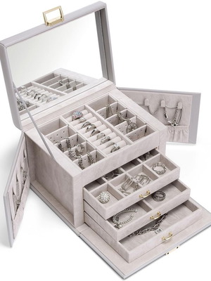 Vlando Jewelry Box new with mirror, 4 levels, velvet lining