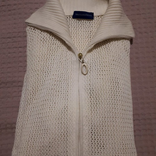 Trussardi Jeans long cardigan used, white, size XL