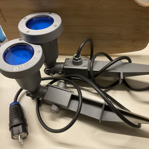 LED Blue Garden Spotlights Set 45 cm, Recessed, Adjustable