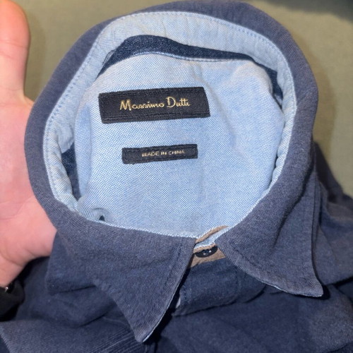 Massimo Dutti blouse with collar blue, new, size L