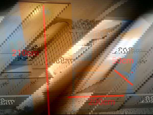 Έπιπλο εισόδου 210x200x50 cm. Περιλαμβανει ντουλάπα, 2 συρτάρια, καθρέφτη, παππουτσοθηκη,καλογερο