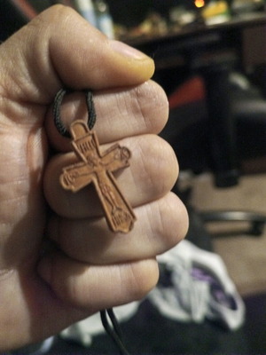 Wooden cross new, hand-engraved Orthodox pendant cross