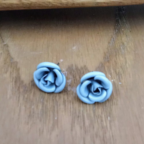 Earrings gray large rose used