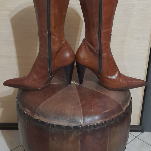 Western boots Italian like new genuine leather brown size 37