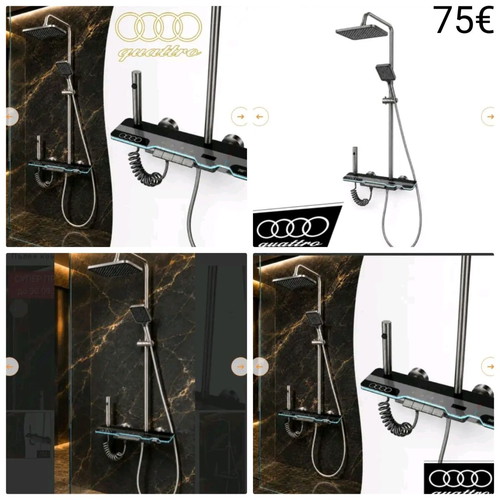 Smart shower system with LED lighting and thermostat