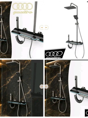 Smart shower system with LED lighting and thermostat