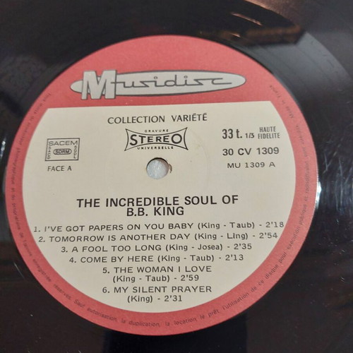 The Incredible Soul Of B.B.King vinyl used