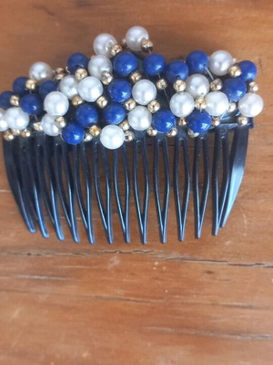 Hair comb decorated with beads and pearls