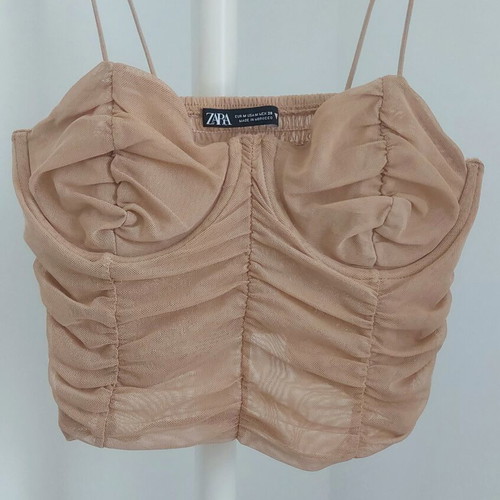 Zara Top bustier mesh nude size M like new
