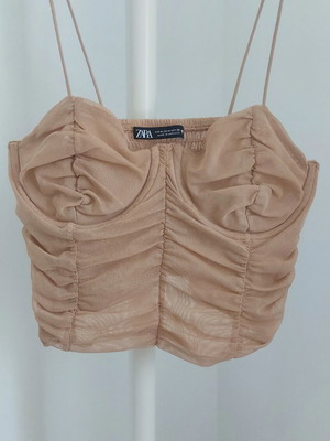 Zara Top bustier mesh nude size M like new