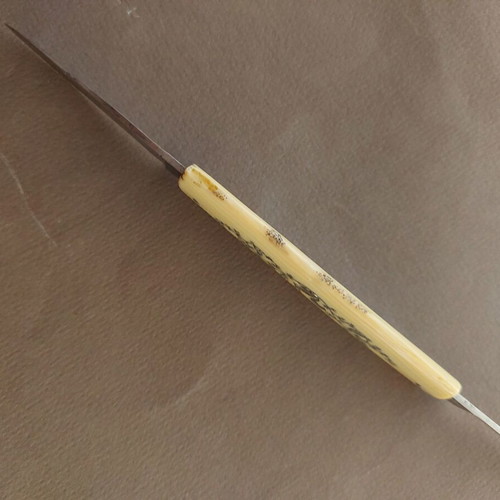 Antique German Schuddig Solingen pocket knife used with double blades and silver inlay decoration