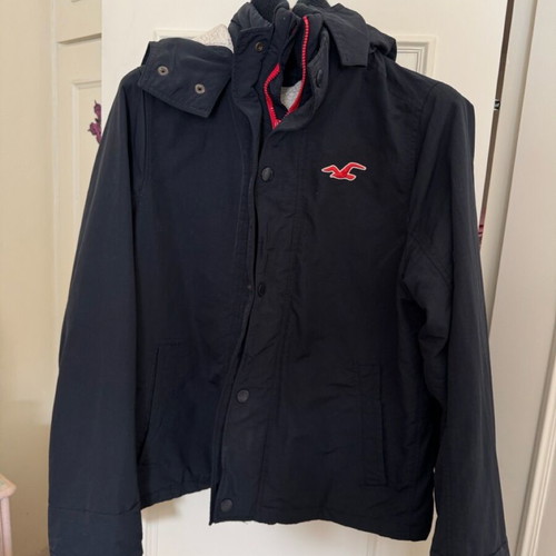 Hollister jacket with fur used, blue, size L