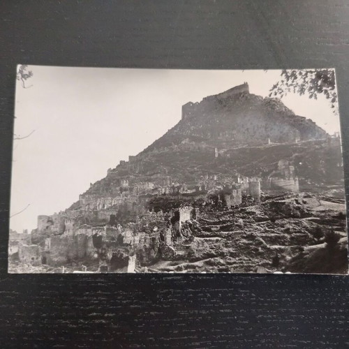 Black and white postcard Mystras Castle of Villehardouin used
