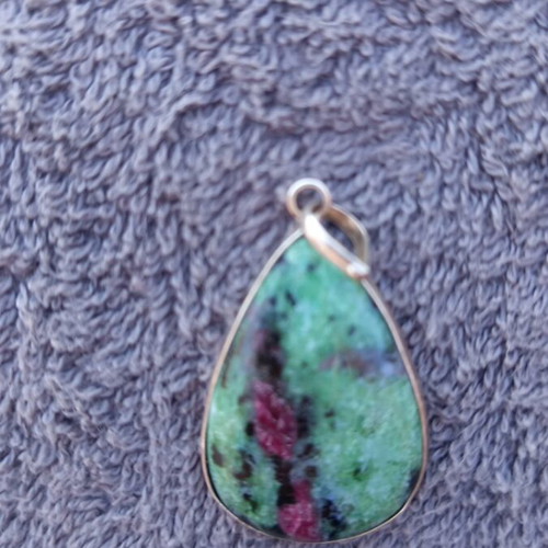 Silver necklace with energy crystal and ruby, new