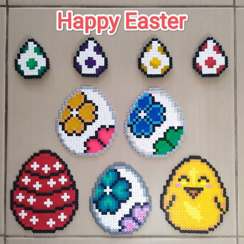 Set of 7 handmade Easter decorative eggs new