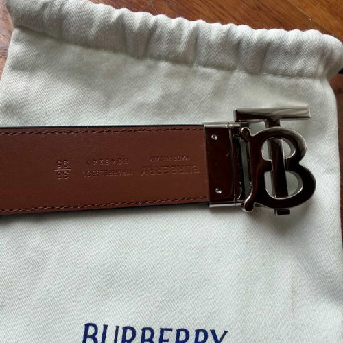 Burberry TB reversible leather belt, size 95/38, black and brown