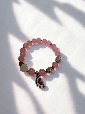 Handmade bracelet with Pink Watermellon beads new