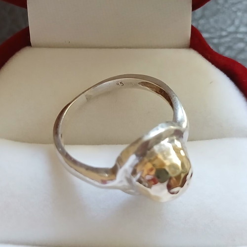 925 Silver Gold Hammered Ring like new