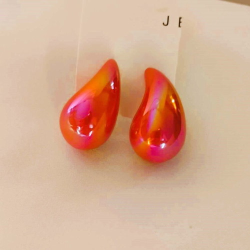 Teardrop earrings new iridescent orange-red-magenta-gold