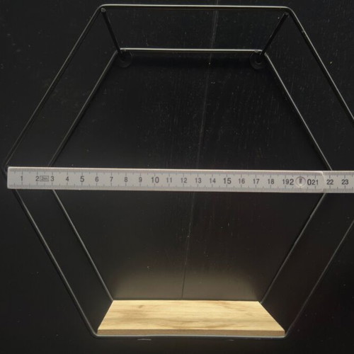 Metal wall shelves used set of 2 with wooden base hexagon