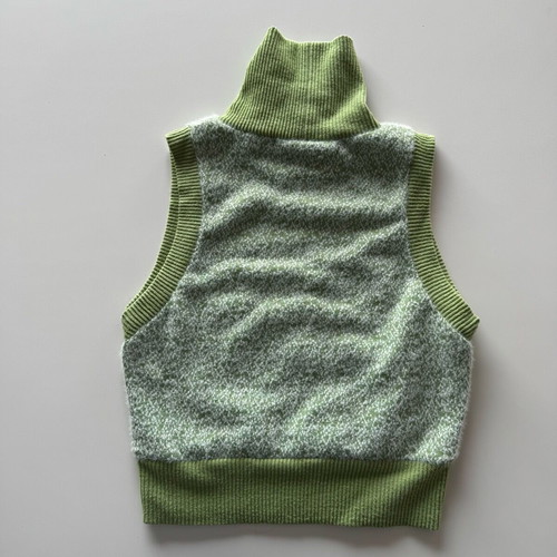 Zara women's knitted turtleneck vest size S like new green
