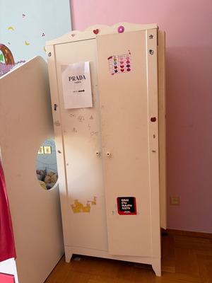 Two-Door Small Wardrobe for Children's Room used, white