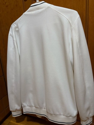 Zara white bomber style college jacket, medium