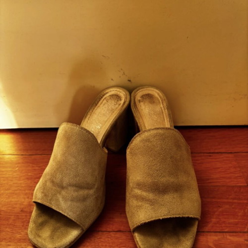 Nude suede mules with leather insole size 38