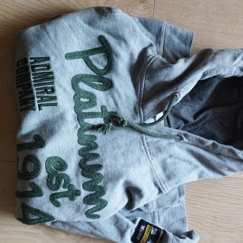 Admiral hoodie sweatshirt, size S, grey and green
