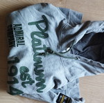 Admiral hoodie sweatshirt, size S, grey and green