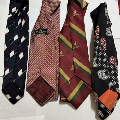Vintage tie set of 4 used, Pagoni Maison de Couture and retro prints