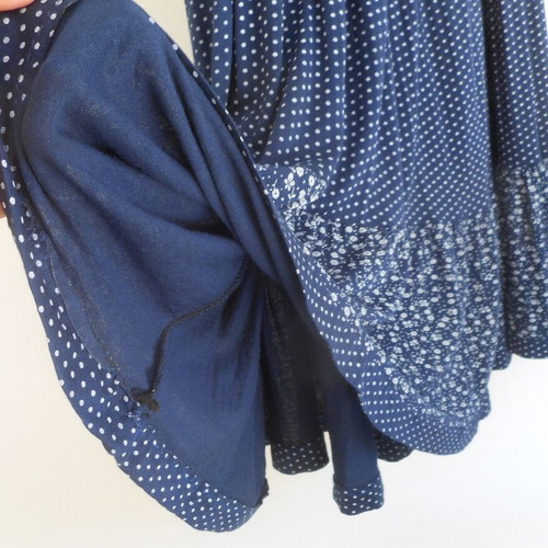 Gipsy skirt used, cotton, white and blue, elastic waist