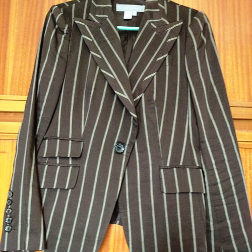 Brown chocolate striped suit with pockets Zara Woman size 38 like new