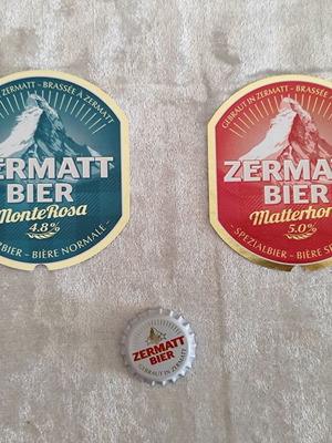 Καπάκι και ετικέτες Ζυθοποιία Zermatt Bier Ελβετίας καινούργιο