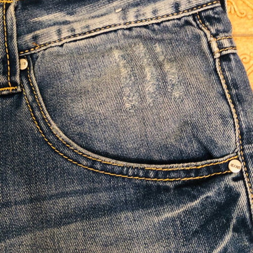 Mymoo jean short with crochet details like new, blue, size M