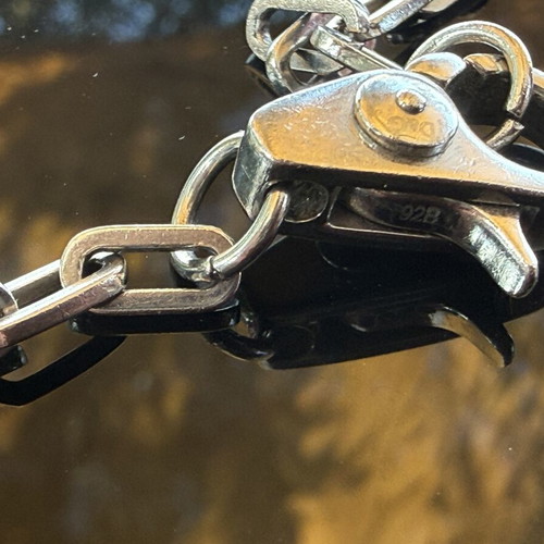D&G Dolce & Gabbana box chain necklace used, stainless steel, silver